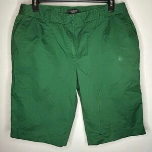 Talbots Womans Plus Size 18W Green Cotton Blend Bermuda‎ Golf Shorts Pockets